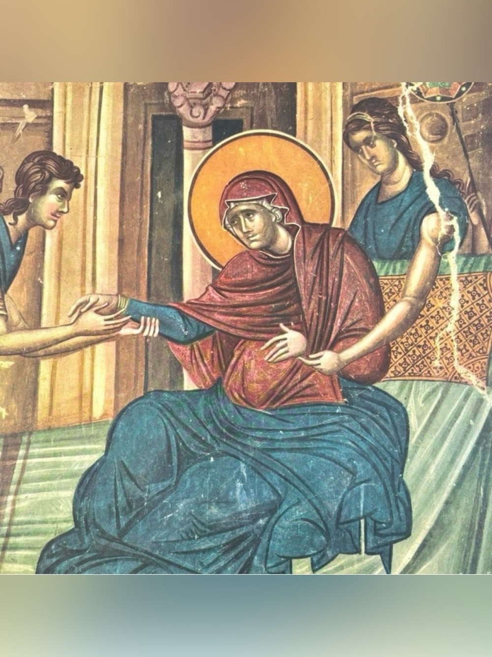 Nativity Virgin Birth Original Vintage Fine Art Print Poster Medieval Yugoslavia